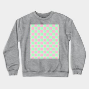 Pink and Green Checkboard Grid Crewneck Sweatshirt